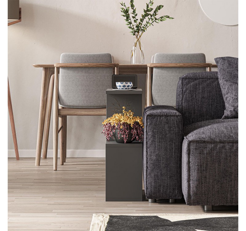 Τραπεζάκι βοηθητικό Homemania Megapap χρώμα ανθρακί 60x20x60εκ.