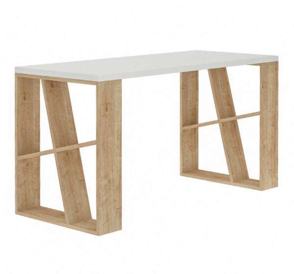 Γραφείο εργασίας Honey Megapap χρώμα λευκό - sapphire oak 137x60x75εκ