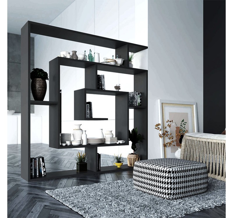 Βιβλιοθήκη Labirent Megapap χρώμα ανθρακί 125x22x129εκ.
