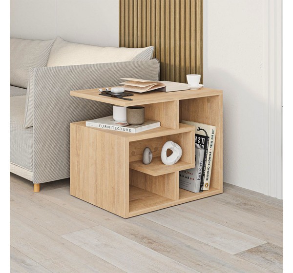 Τραπεζάκι βοηθητικό Labirent Megapap χρώμα sapphire oak 54x40x45εκ.