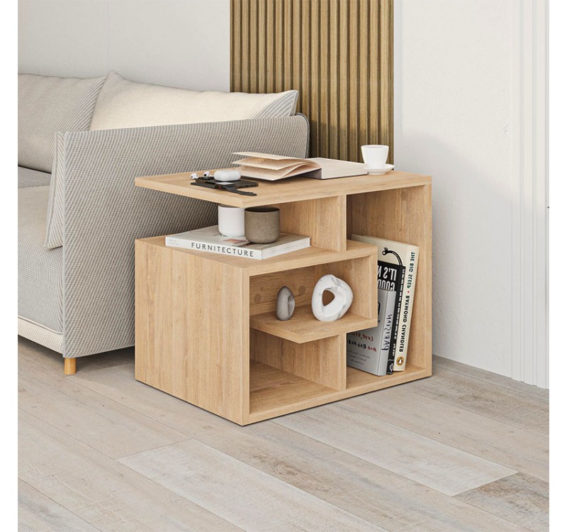 Τραπεζάκι βοηθητικό Labirent Megapap χρώμα sapphire oak 54x40x45εκ.