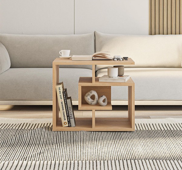 Τραπεζάκι βοηθητικό Labirent Megapap χρώμα sapphire oak 54x40x45εκ.