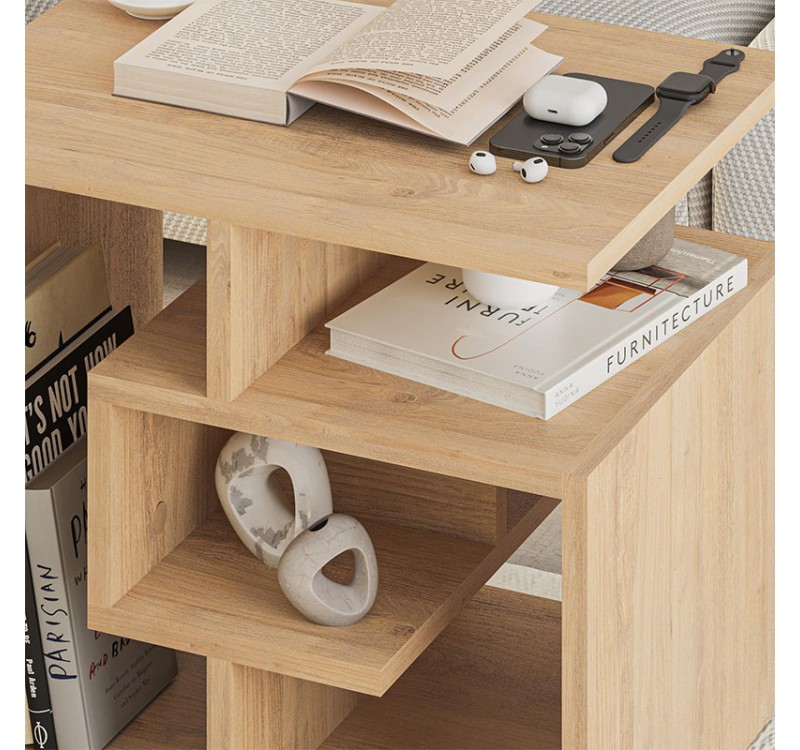 Τραπεζάκι βοηθητικό Labirent Megapap χρώμα sapphire oak 54x40x45εκ.