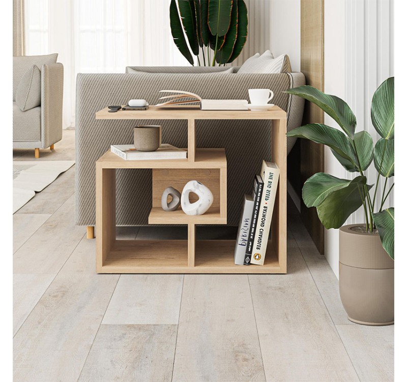 Τραπεζάκι βοηθητικό Labirent Megapap χρώμα sapphire oak 54x40x45εκ.