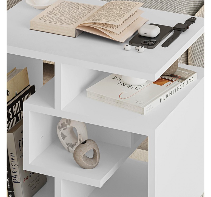 Τραπεζάκι βοηθητικό Labirent Megapap Megapap χρώμα λευκό 54x40x45εκ.