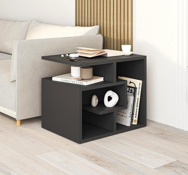 Τραπεζάκι βοηθητικό Labirent Megapap χρώμα ανθρακί 54x40x45εκ.
