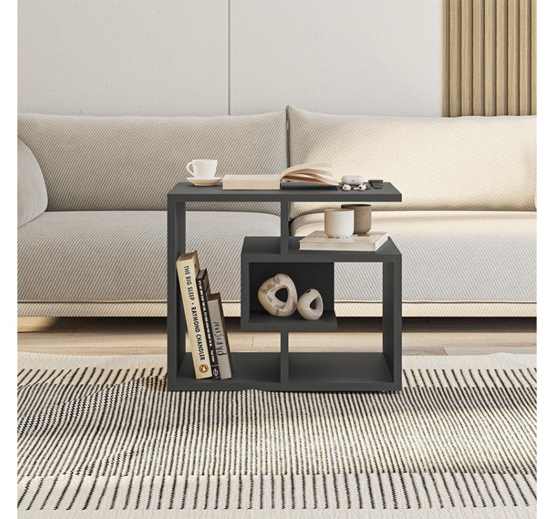 Τραπεζάκι βοηθητικό Labirent Megapap χρώμα ανθρακί 54x40x45εκ.