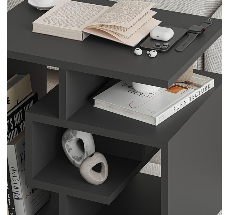 Τραπεζάκι βοηθητικό Labirent Megapap χρώμα ανθρακί 54x40x45εκ.