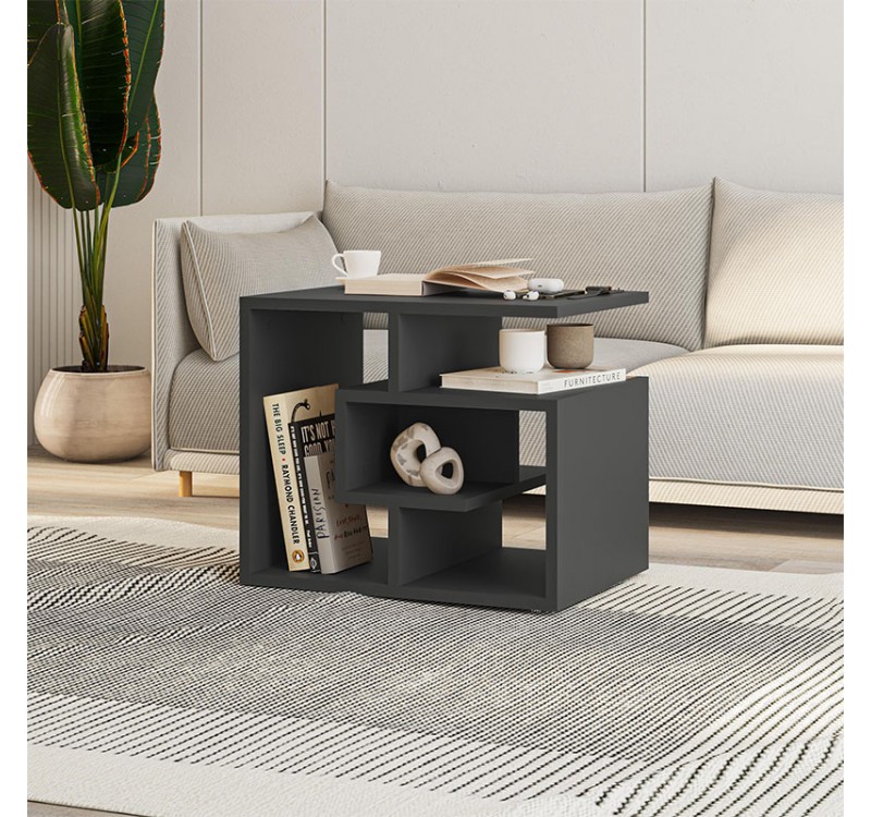 Τραπεζάκι βοηθητικό Labirent Megapap χρώμα ανθρακί 54x40x45εκ.