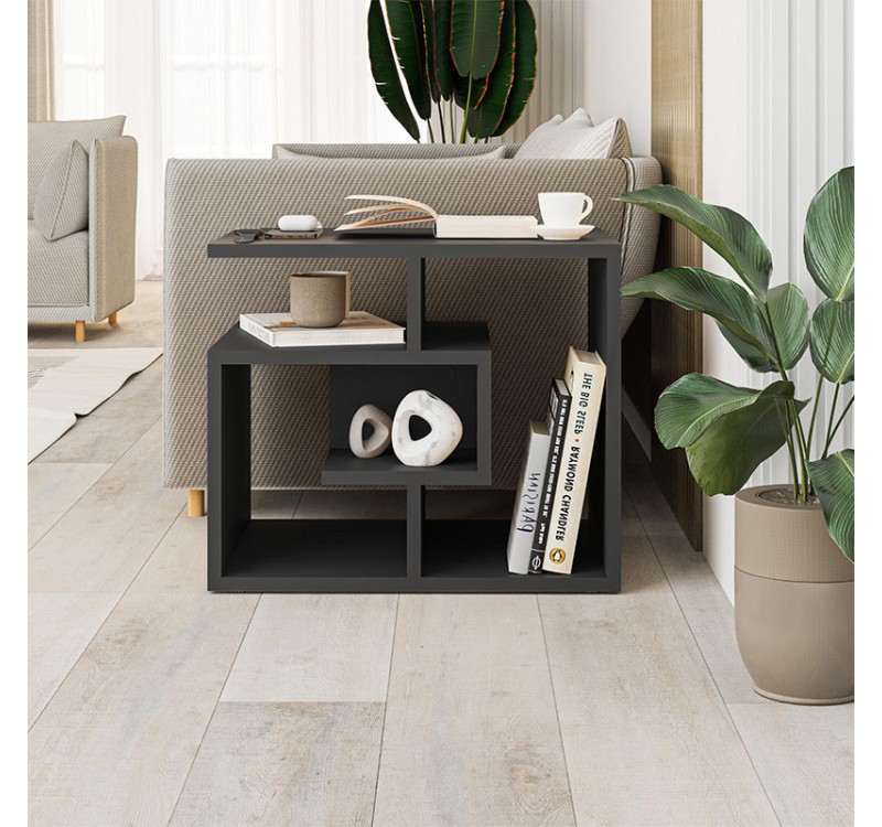 Τραπεζάκι βοηθητικό Labirent Megapap χρώμα ανθρακί 54x40x45εκ.