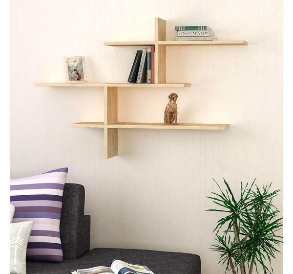 Ραφιέρα τοίχου Leo Megapap χρώμα sapphire oak 123x22x80εκ.