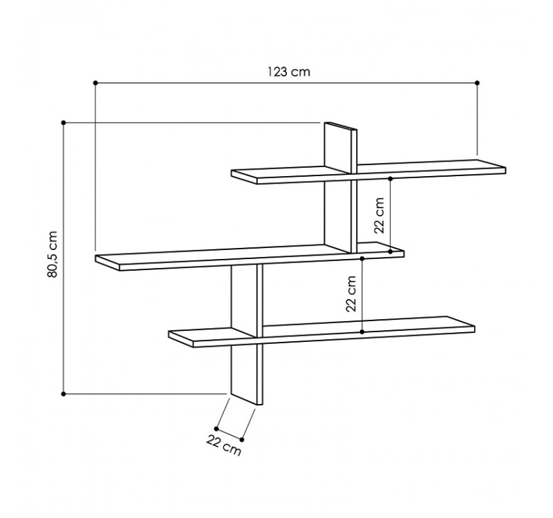 Ραφιέρα τοίχου Leo Megapap χρώμα sapphire oak 123x22x80εκ.