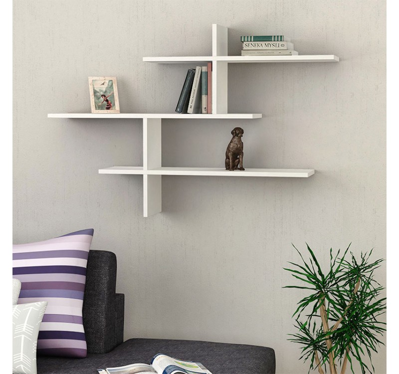 Ραφιέρα τοίχου Leo Megapap χρώμα λευκό 123x22x80εκ.