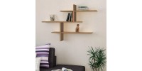 Ραφιέρα τοίχου Leo Megapap χρώμα ανοιχτό καρυδί 123x22x80εκ.