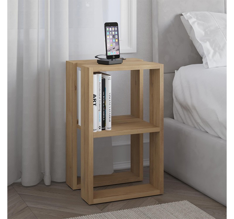 Κομοδίνο - Τραπεζάκι βοηθητικό Lonie Megapap χρώμα sapphire oak 34x30x55εκ.