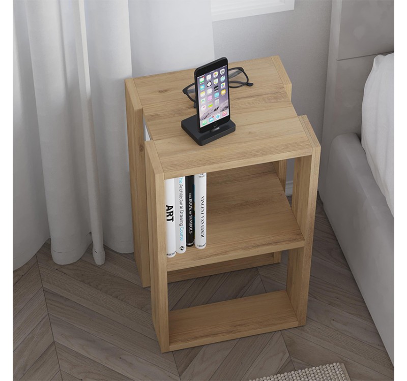 Κομοδίνο - Τραπεζάκι βοηθητικό Lonie Megapap χρώμα sapphire oak 34x30x55εκ.