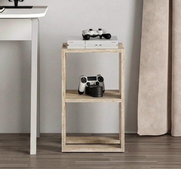 Κομοδίνο - Τραπεζάκι βοηθητικό Lonie Megapap χρώμα travertine 34x30x55εκ.