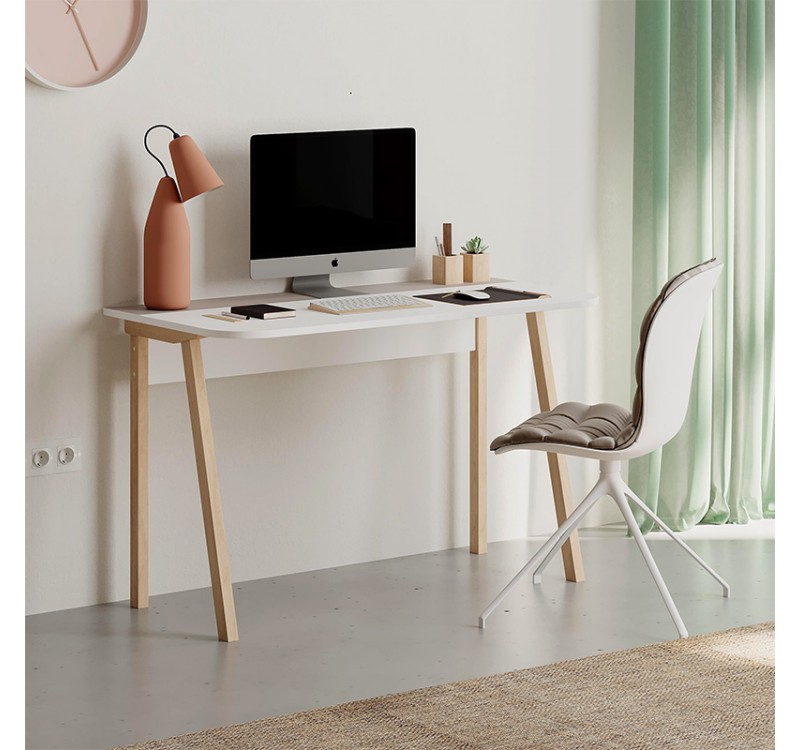 Γραφείο εργασίας Luton Megapap χρώμα ανοιχτή μόκα/λευκό 120x60x75εκ.