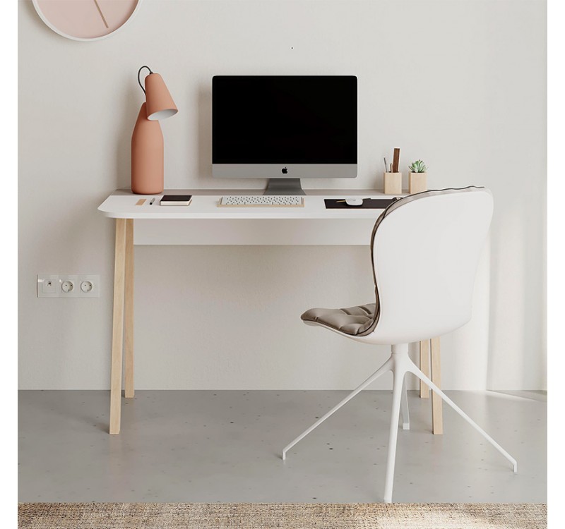 Γραφείο εργασίας Luton Megapap χρώμα ανοιχτή μόκα/λευκό 120x60x75εκ.