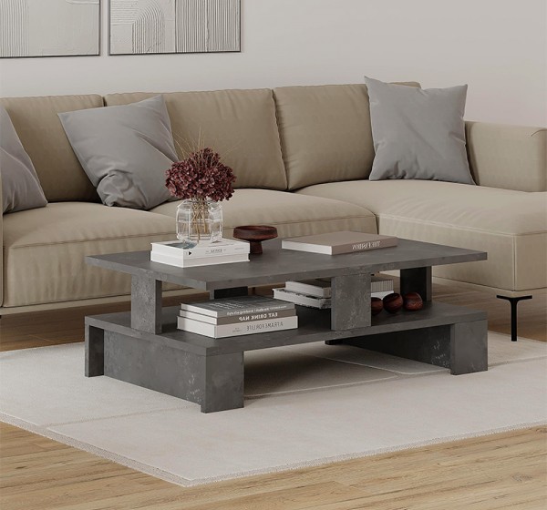 Τραπεζάκι σαλονιού Mansu Megapap χρώμα γκρι ρετρό 80x50x27εκ.