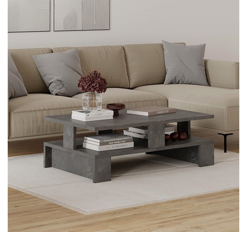 Τραπεζάκι σαλονιού Mansu Megapap χρώμα γκρι ρετρό 80x50x27εκ.