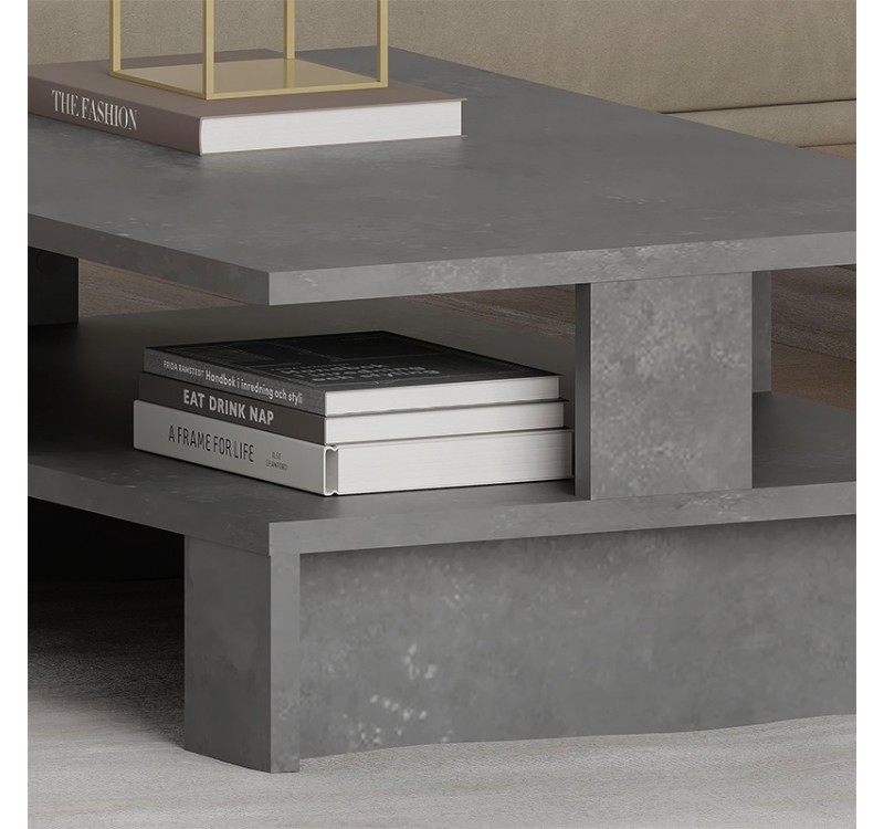 Τραπεζάκι σαλονιού Mansu Megapap χρώμα γκρι ρετρό 80x50x27εκ.