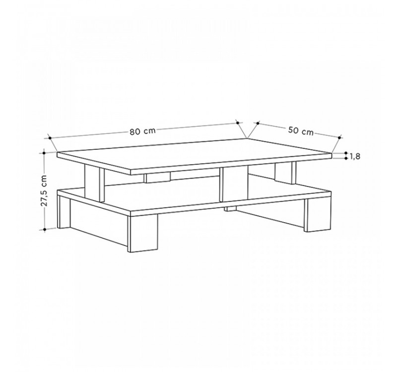 Τραπεζάκι σαλονιού Mansu Megapap χρώμα γκρι ρετρό 80x50x27εκ.