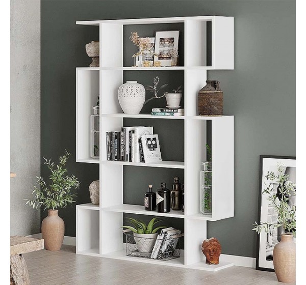 Βιβλιοθήκη Mito Megapap χρώμα λευκό 108x25x161εκ.