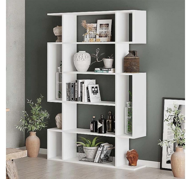 Βιβλιοθήκη Mito Megapap χρώμα λευκό 108x25x161εκ.