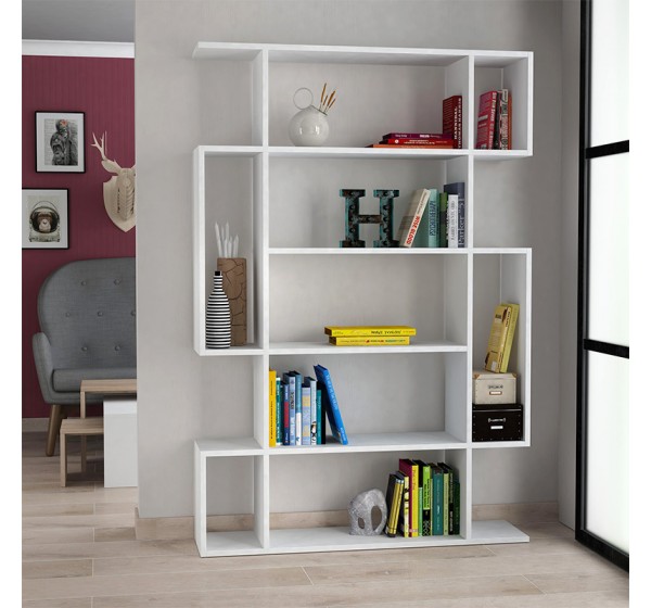 Βιβλιοθήκη Mito Megapap χρώμα λευκό 108x25x161εκ.