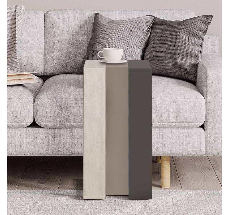 Τραπεζάκι βοηθητικό Muju Megapap ανοιχτή μόκα/λευκό αντικέ/ανθρακί 30x40x57εκ.