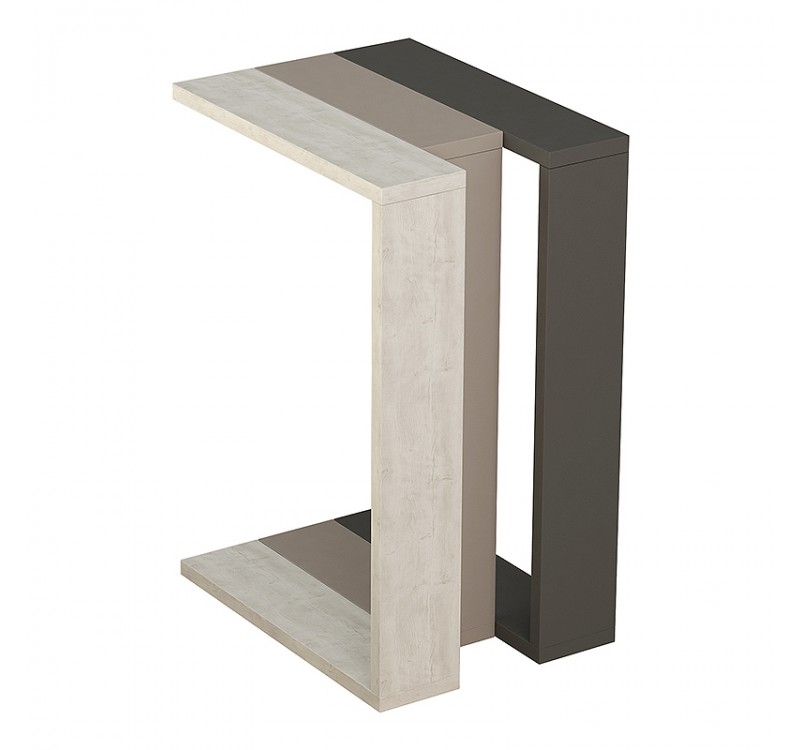 Τραπεζάκι βοηθητικό Muju Megapap ανοιχτή μόκα/λευκό αντικέ/ανθρακί 30x40x57εκ.