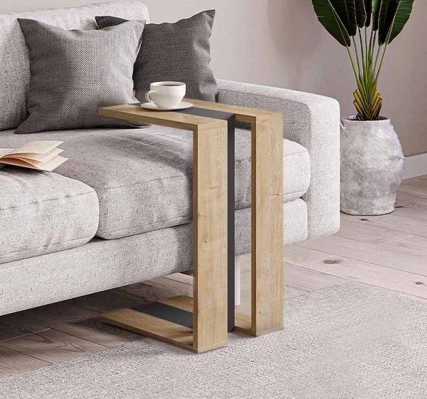 Τραπεζάκι βοηθητικό Muju Megapap χρώμα sapphire oak/ανθρακί 30x40x57εκ.