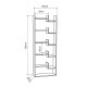 Βιβλιοθήκη Oppa Megapap χρώμα ανθρακί - λευκό 60x22x162εκ.