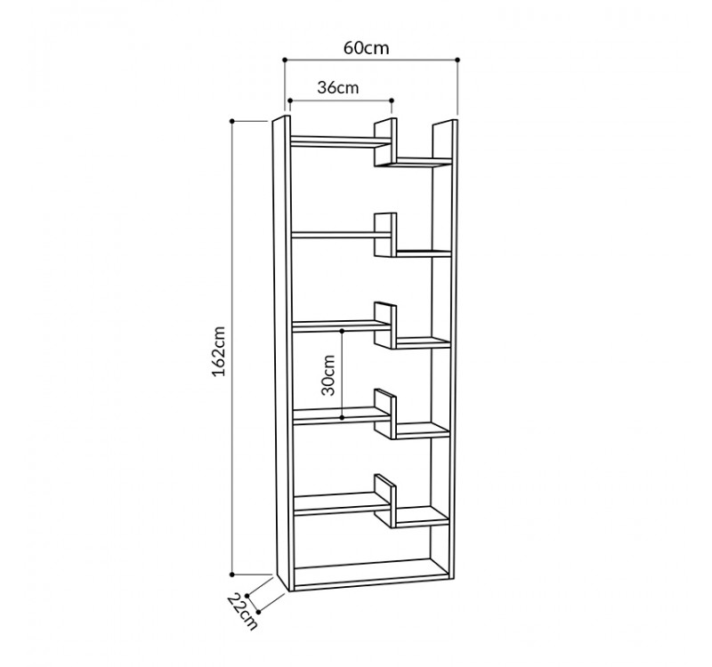 Βιβλιοθήκη Oppa Megapap χρώμα λευκό 60x22x162εκ.