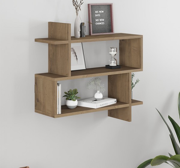 Ραφιέρα τοίχου Paralel Megapap χρώμα ανοιχτό καρυδί 70x22x65εκ.