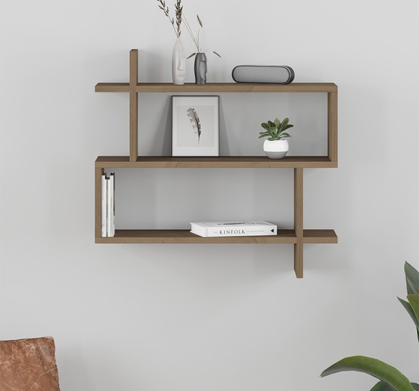 Ραφιέρα τοίχου Paralel Megapap χρώμα ανοιχτό καρυδί 70x22x65εκ.