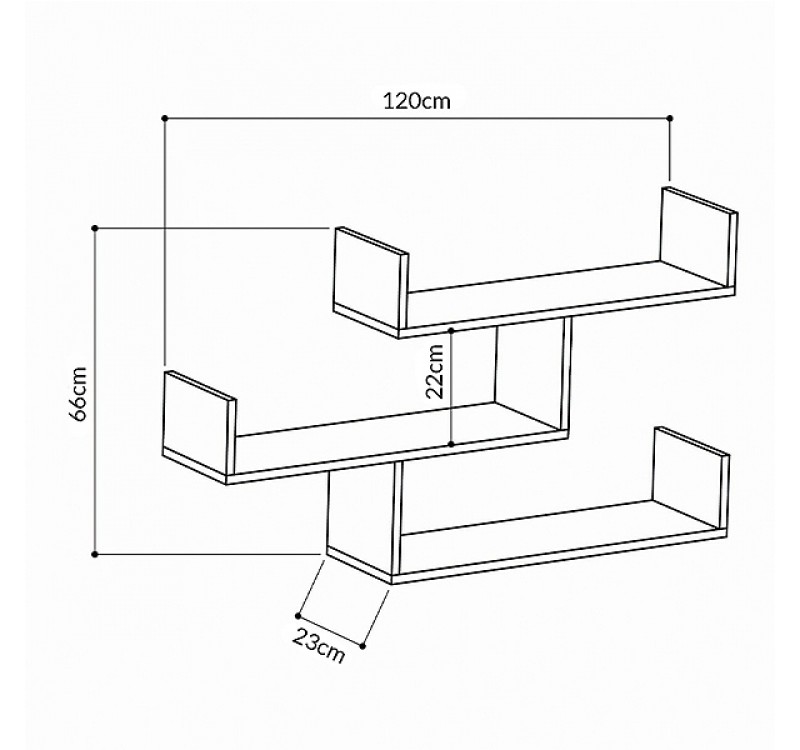 Ραφιέρα τοίχου Tibet Megapap χρώμα λευκό 119x22x66εκ.