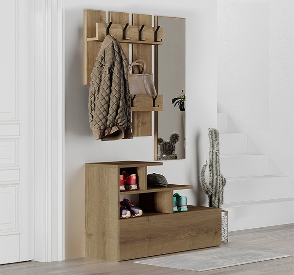 Έπιπλο εισόδου Vesty Megapap χρώμα ανοιχτό καρυδί 100x30x61εκ.