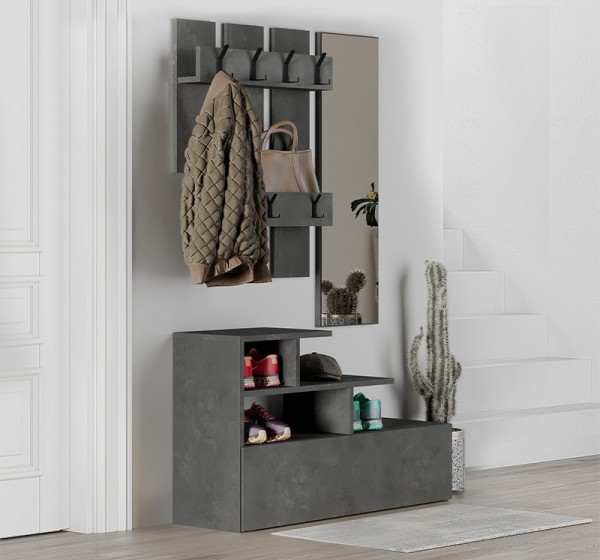 Έπιπλο εισόδου Vesty Megapap χρώμα γκρι ρετρό 100x30x61εκ.