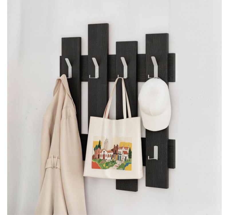 Κρεμάστρα τοίχου Wave Megapap χρώμα black wood 64x4x81εκ.