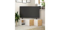Έπιπλο τηλεόρασης γωνιακό Compact Megapap χρώμα λευκό - sapphire oak 94,2x90,6x31,4εκ.