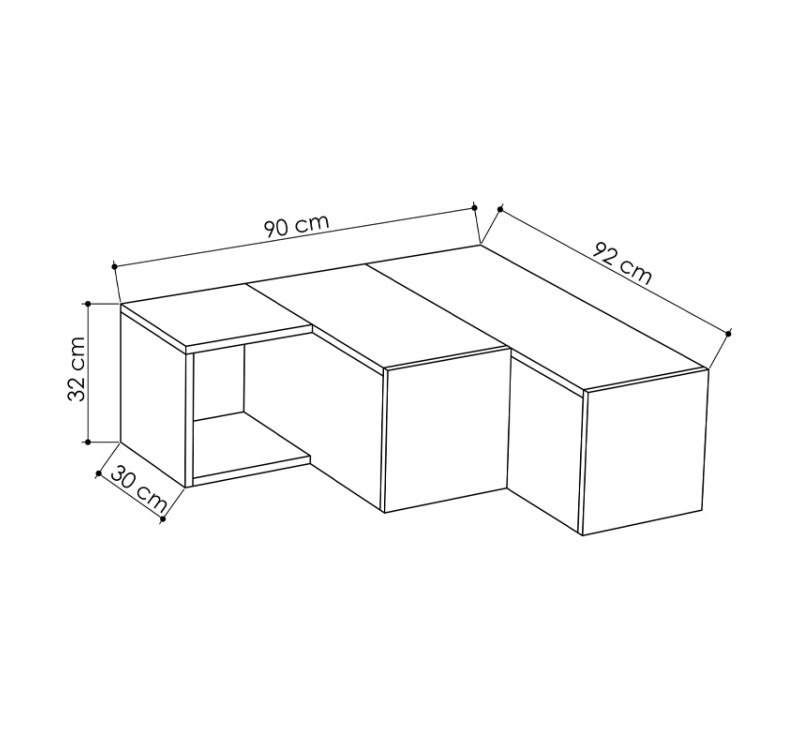Έπιπλο τηλεόρασης γωνιακό Compact Megapap χρώμα λευκό - sapphire oak 94,2x90,6x31,4εκ.