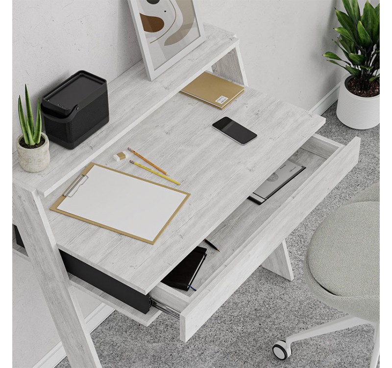 Γραφείο εργασίας Cowork Megapap χρώμα λευκό αντικέ 94x50x91εκ.