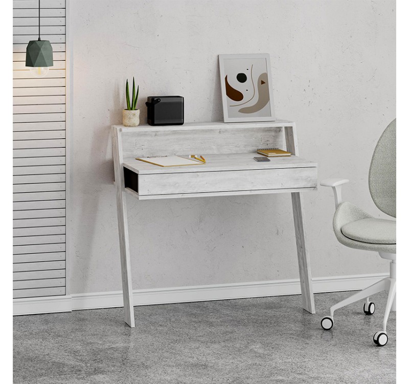 Γραφείο εργασίας Cowork Megapap χρώμα λευκό αντικέ 94x50x91εκ.