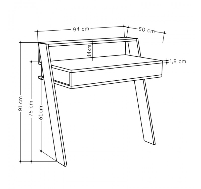 Γραφείο εργασίας Cowork Megapap χρώμα λευκό αντικέ 94x50x91εκ.