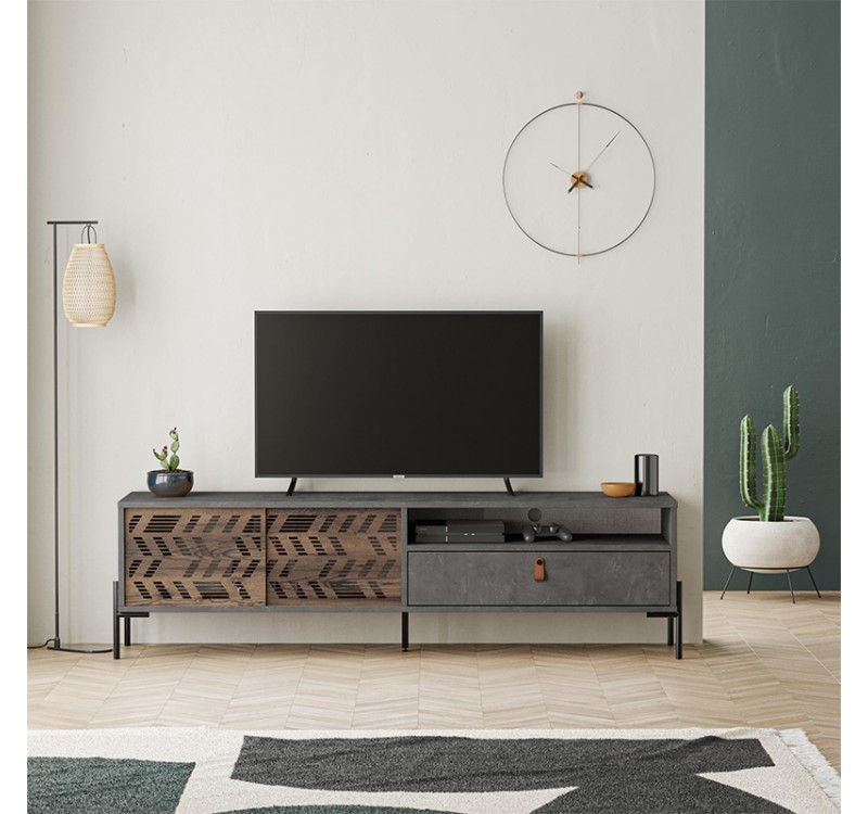 Έπιπλο τηλεόρασης Dionysos Megapap χρώμα γκρι ρετρό 170x45x48,6εκ.