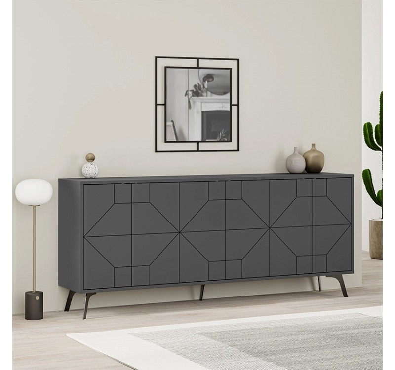 Μπουφές Dune Megapap χρώμα ανθρακί 184x35x77,4εκ.