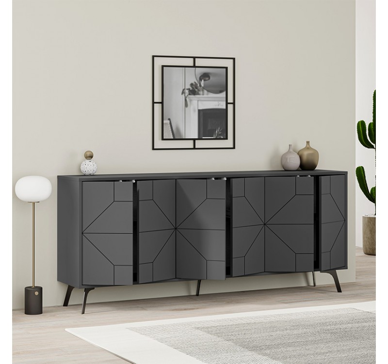 Μπουφές Dune Megapap χρώμα ανθρακί 184x35x77,4εκ.