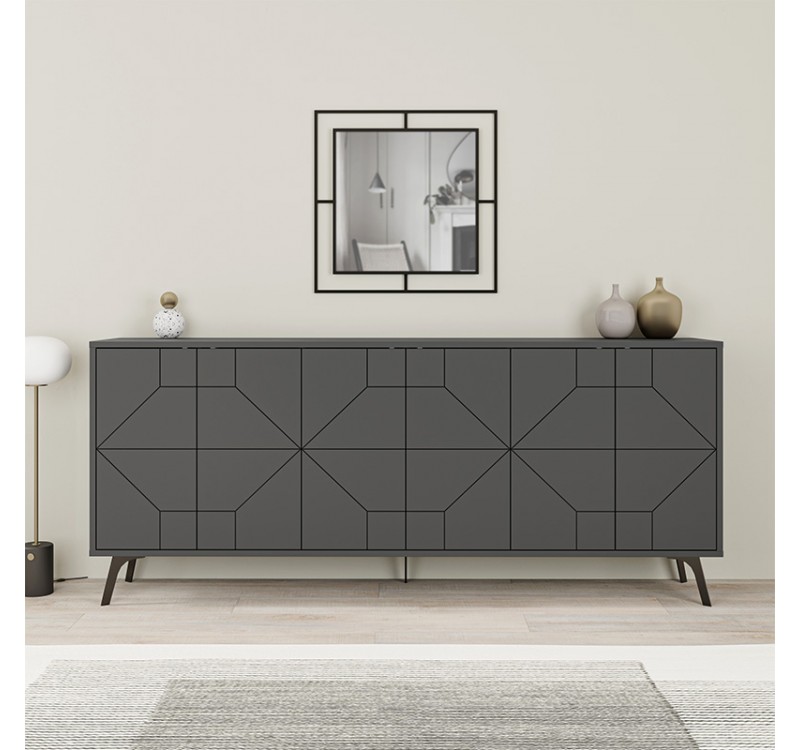 Μπουφές Dune Megapap χρώμα ανθρακί 184x35x77,4εκ.